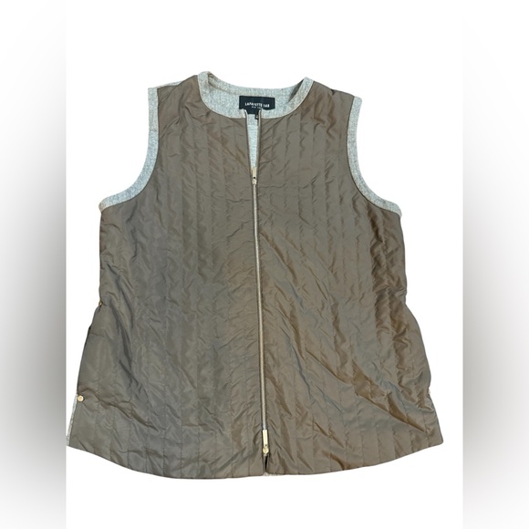 Lafayette 148 New York Quilted Zip Vest Grey Brown Size L - Picture 1 of 14
